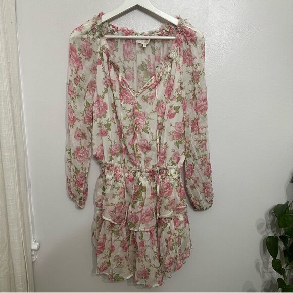 LoveShackFancy Popover Silk Dress Floral Print - Picture 2 of 6